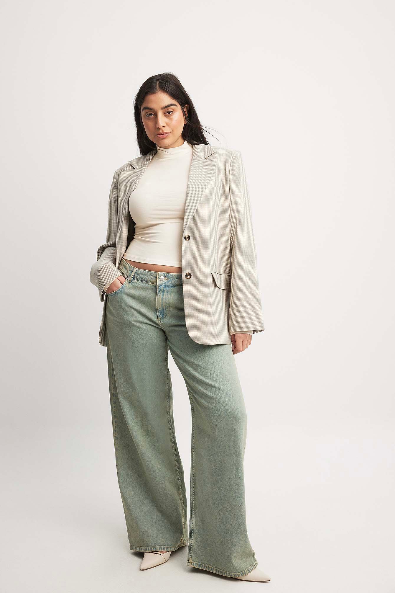 Oversized-Blazer mit Hahnentritt-Muster