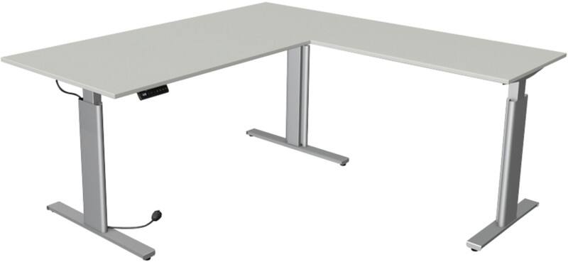 Kerkmann Move 3 L-förmig Elektrisch Höhenverstellbar Sitz-Stehschreibtisch Hellgrau, Silber 1.800 x 1.800 x 1.200 mm