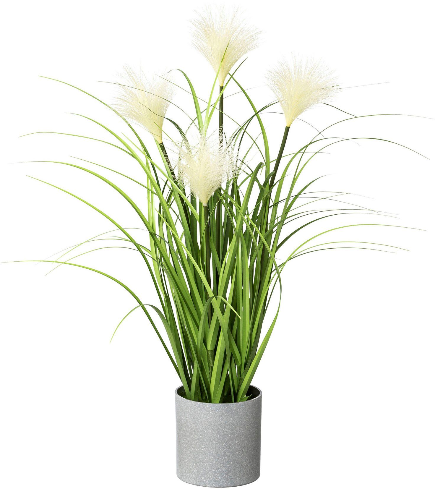 Kunstgras Riedgras, Creativ green, Höhe 50 cm, im grauen Kunststofftopf