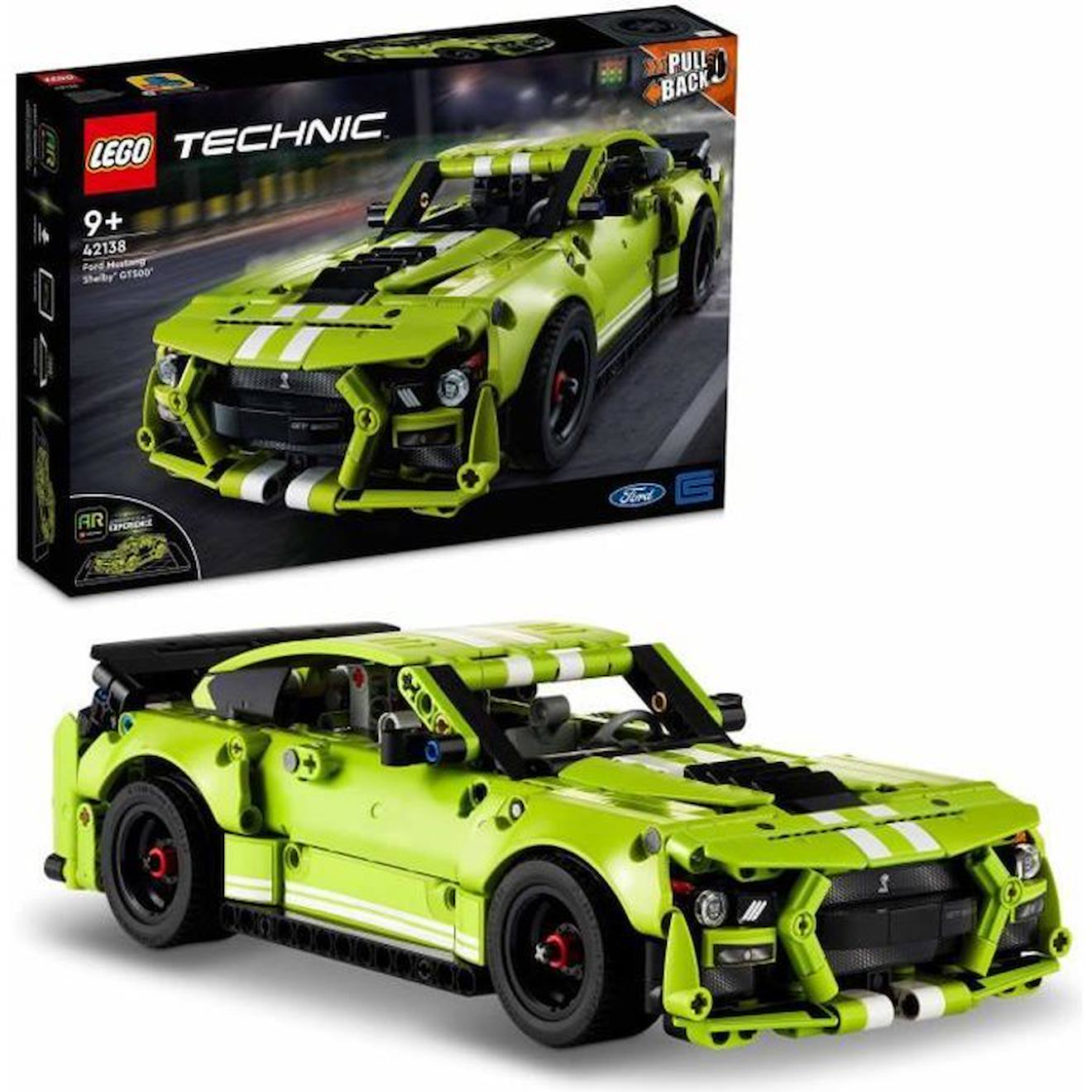 LEGO 42138 Technic Ford Mustang Shelby GT500, Maquette de Voiture de Course, Jouet à Construire, pour Garçons et Filles Dès 9 Ans vert