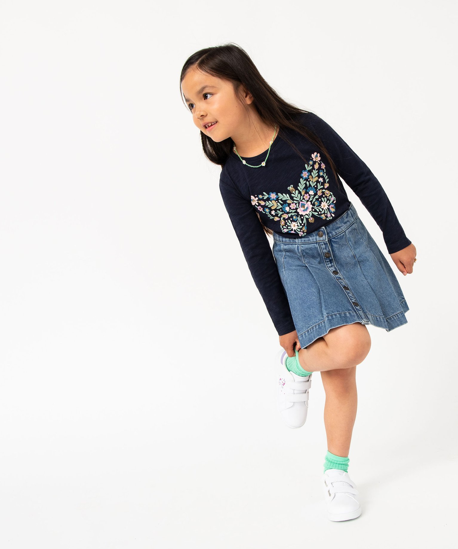 Jupe en jean plissée fille stone | GEMO