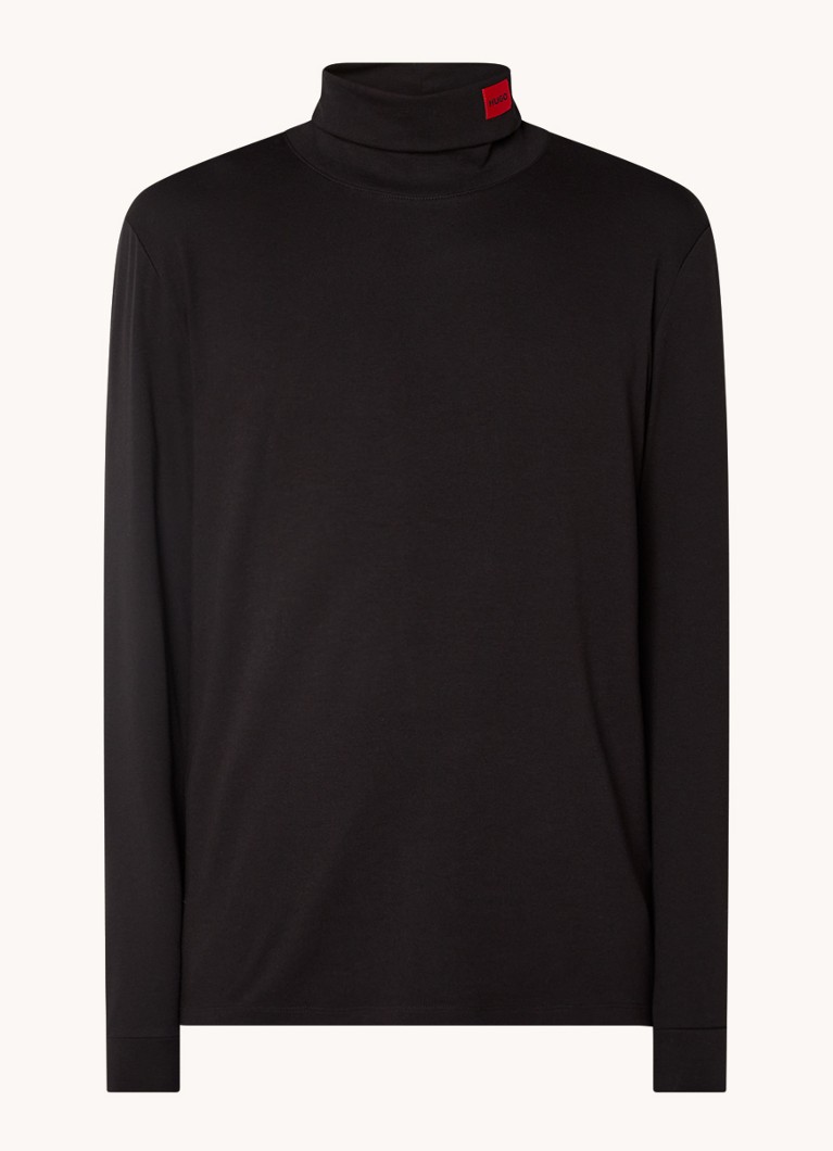 Camisa de manga comprida HUGO BOSS Derollo com gola alta e bordado do logotipo.