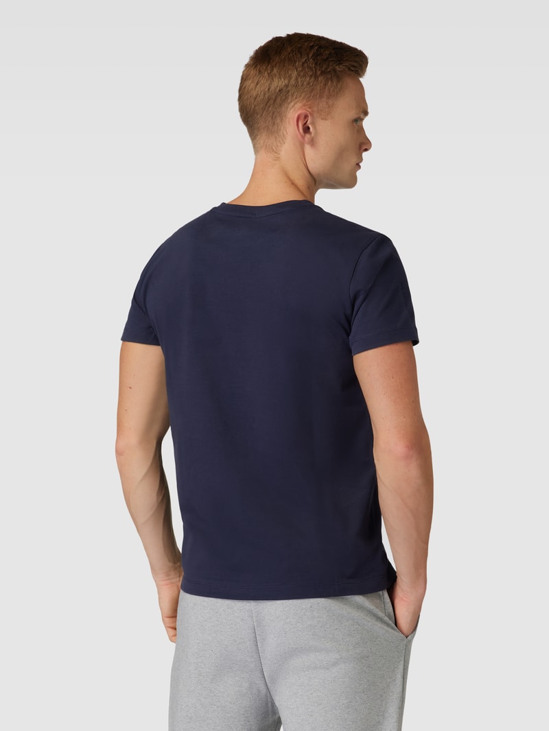 Pyjama-Oberteil mit Label-Print Modell 'SHIELD' in marineblau