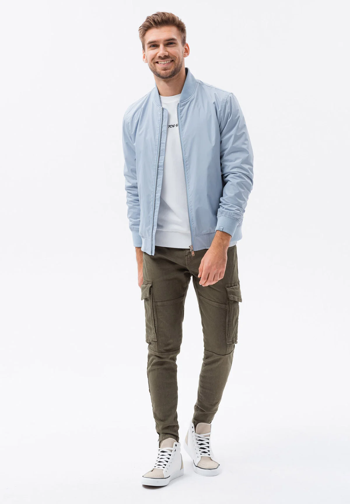 Chaqueta bomber ligera con efecto degradado