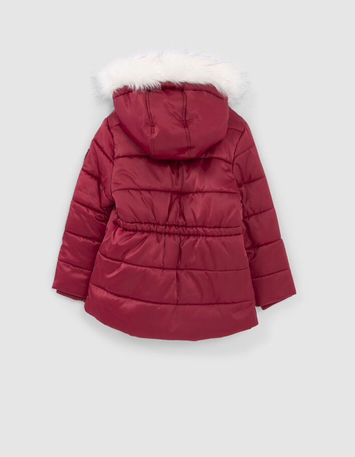 Doudoune bordeaux nylon matelassé fourrée à capuche fille