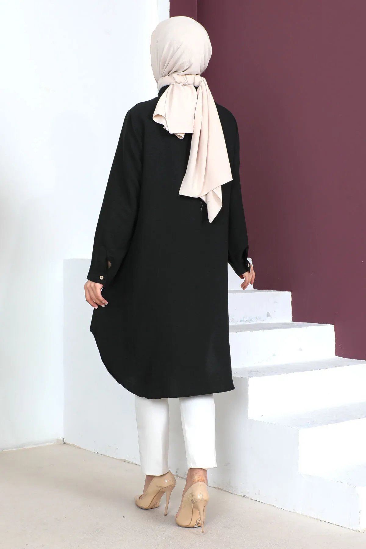 Tesettür Dünyası  Plus Size Halskette Tunika Tsd230509 Schwarz
