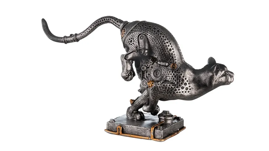 Casablanca Steampunk Poly Skulptur Gepard H=17cm silberfarben