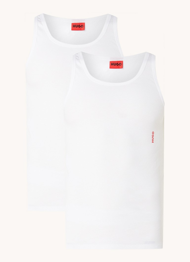 HUGO BOSS Cotton tank top with logo in 2-pack