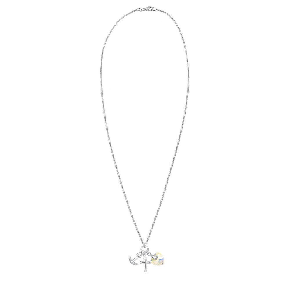 Elli Elli Collier Femme Pendentifs Croix Coeur Ancre avec Cristal - (925/1000) Argent collier