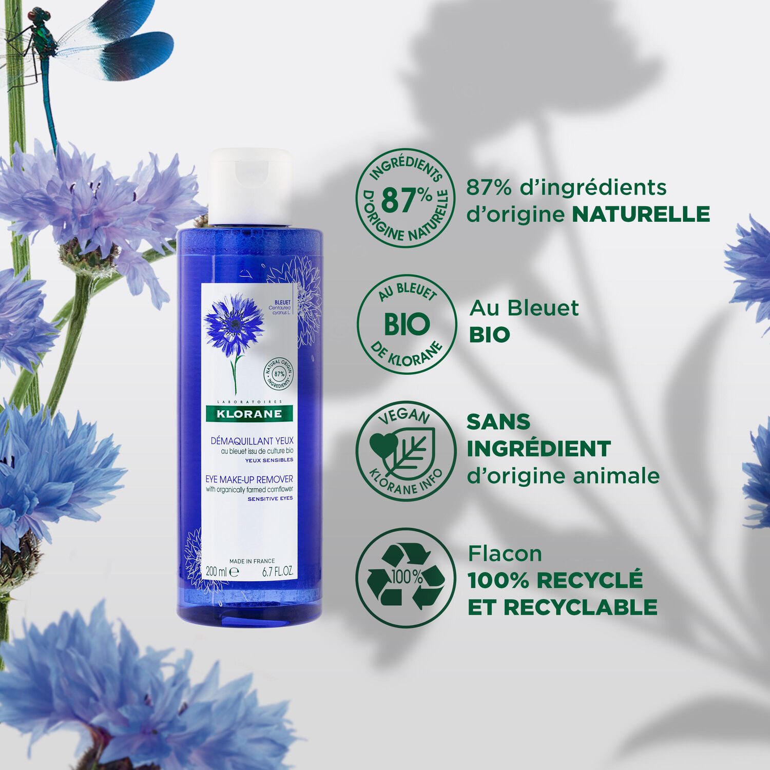 Klorane Démaquillant Yeux Au Bleuet - Yeux sensibles - 100 ml