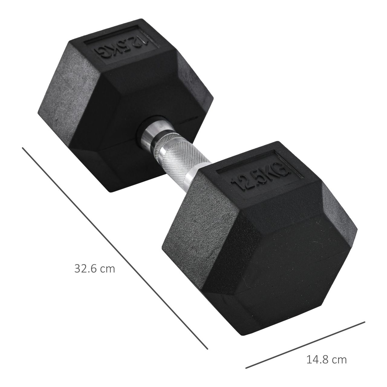 HOMCOM Gummi-Hantel Fitness Hantel Kurzhantel für Trainingsraum schwarz 12,5 KG