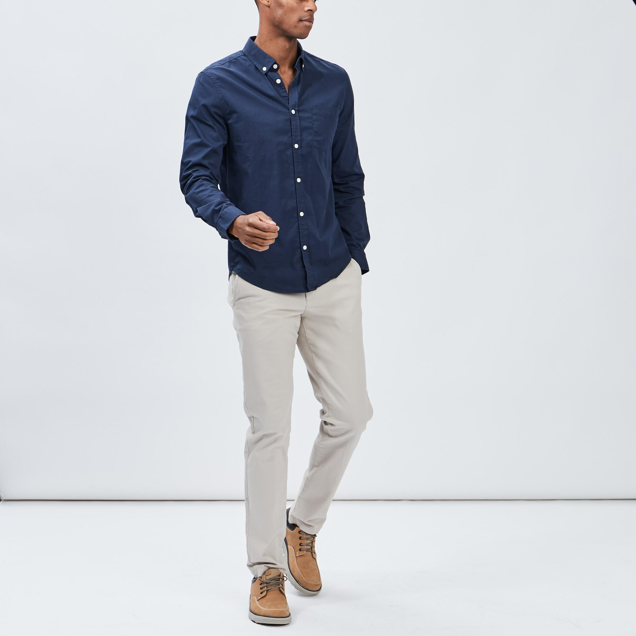 Chemise manches longues bleu homme | La Halle