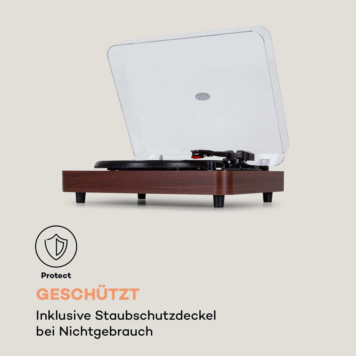 Auna TT-Classic Light Plattenspieler (Riemenantrieb, Bluetooth, Schallplattenspieler mit Lautsprecher Vinyl Plattenspieler)