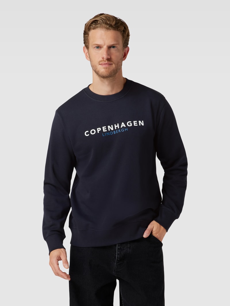 Sweatshirt mit Label-Print in marineblau