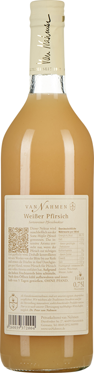 van Nahmen Weißer Pfirsichnektar