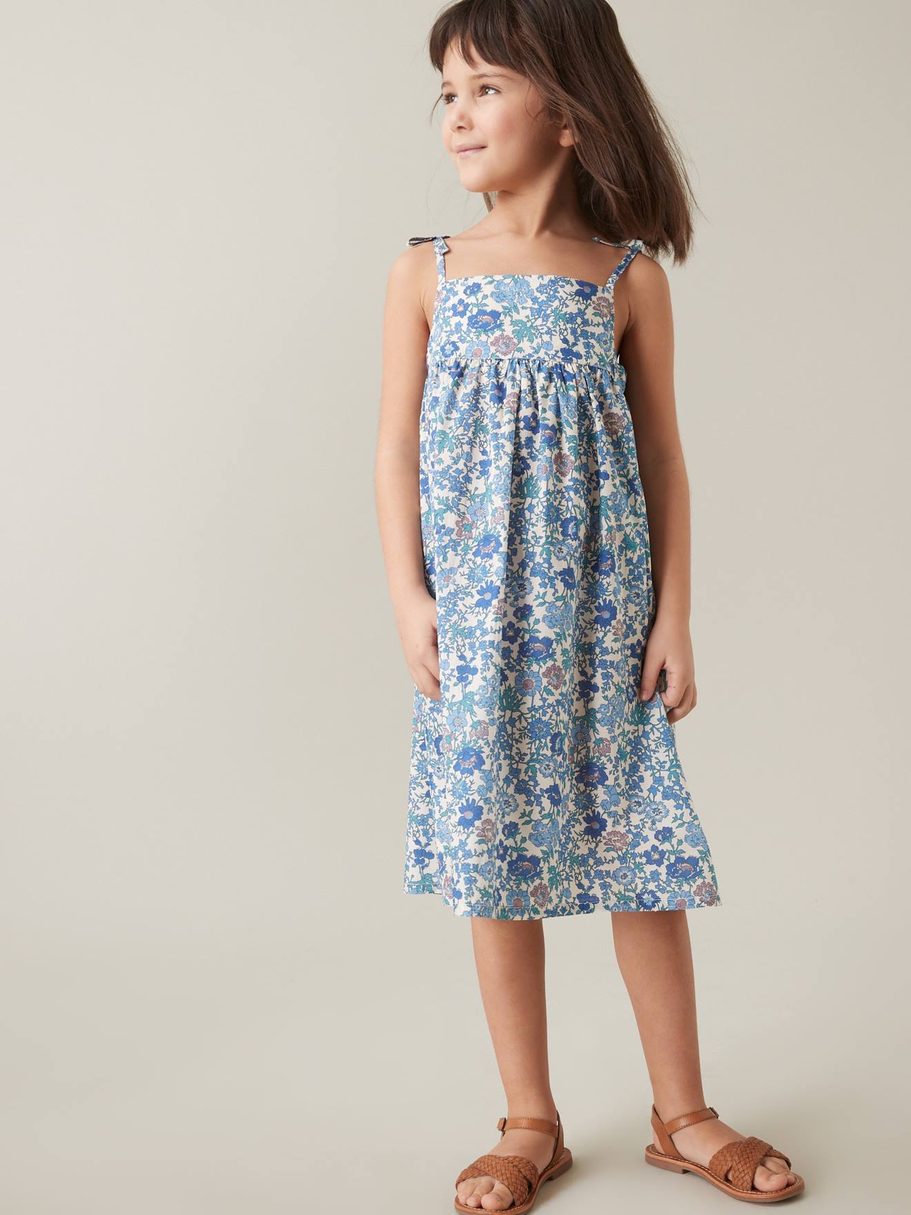 Robe longue fille en tissu Liberty® CYRILLUS blanc imprimé