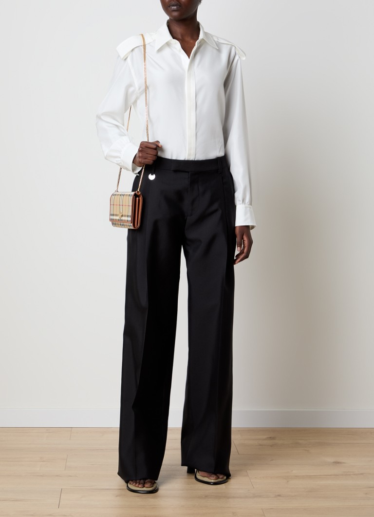 Pantaloni Burberry cu croi larg, confecționați din amestec de mătase și cu buzunare laterale.
