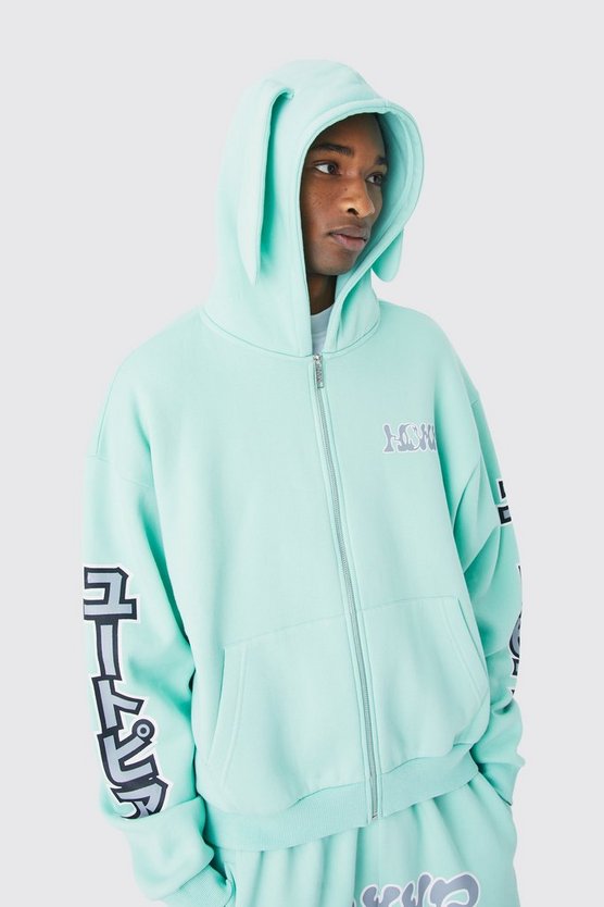 Kastiger Oversize Homme Trainingsanzug mit Reißverschluss und Kapuze
