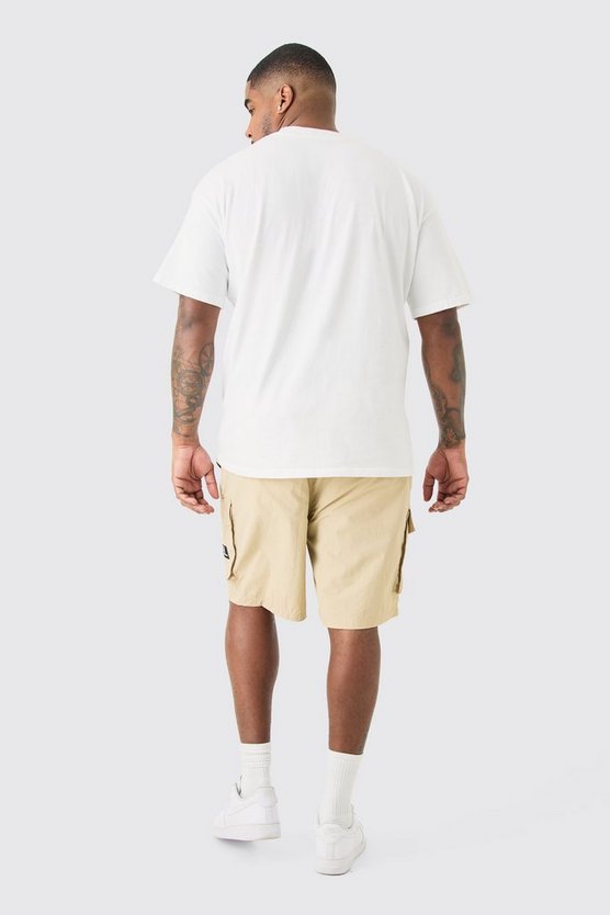 Plus Ofcl Nylon Cargo-Shorts mit elastischem Bund