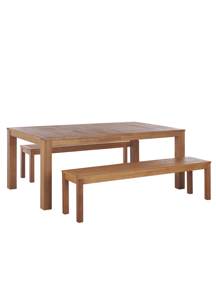 Beliani 3-tlg Gartentisch Set MONSANO in Heller Holzfarbton günstig kaufen onesize