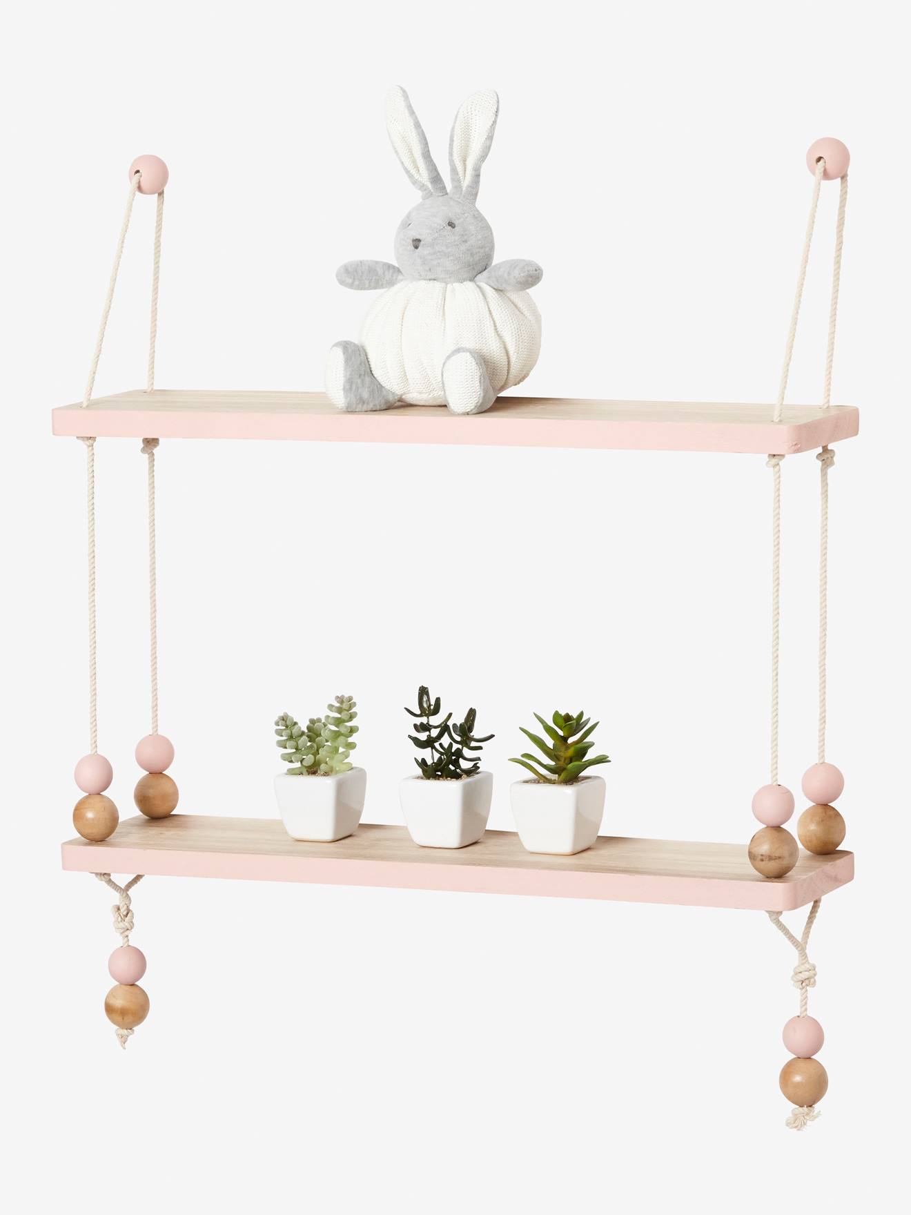 Vertbaudet Kinderzimmer Hängeregal MACARON, Holz und Seil - natur