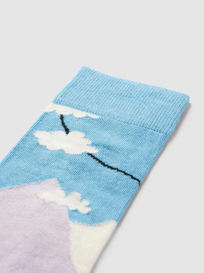 Socken mit Motiv-Print Modell 'Snowboard' in hellblau