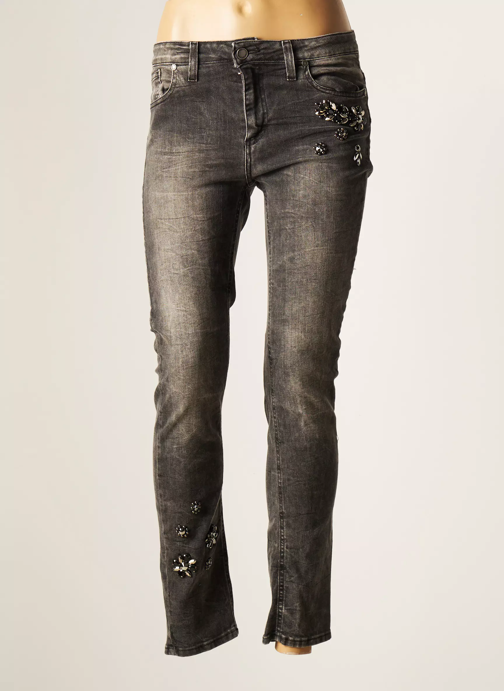 Astrid Black Label Jeans Coupe Slim Femme couleur gris