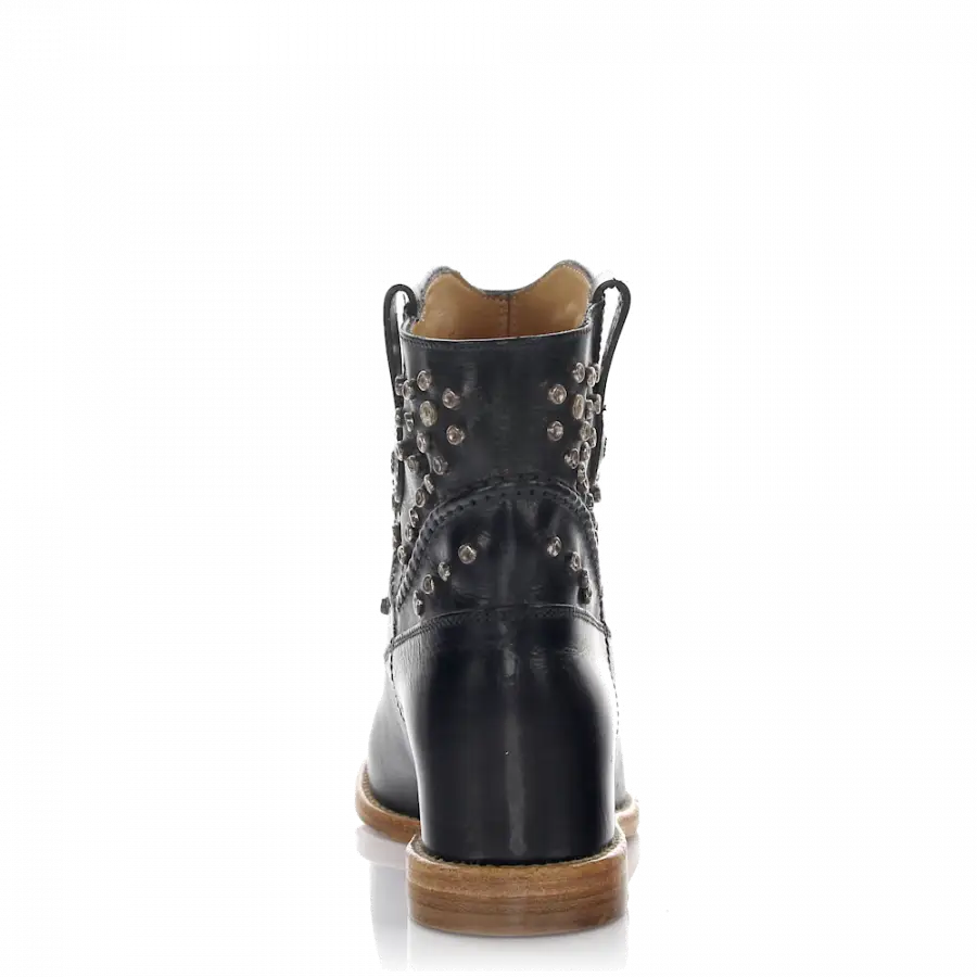 Rossano Bisconti - Stiefeletten Kalbsleder Nieten schwarz - schwarz