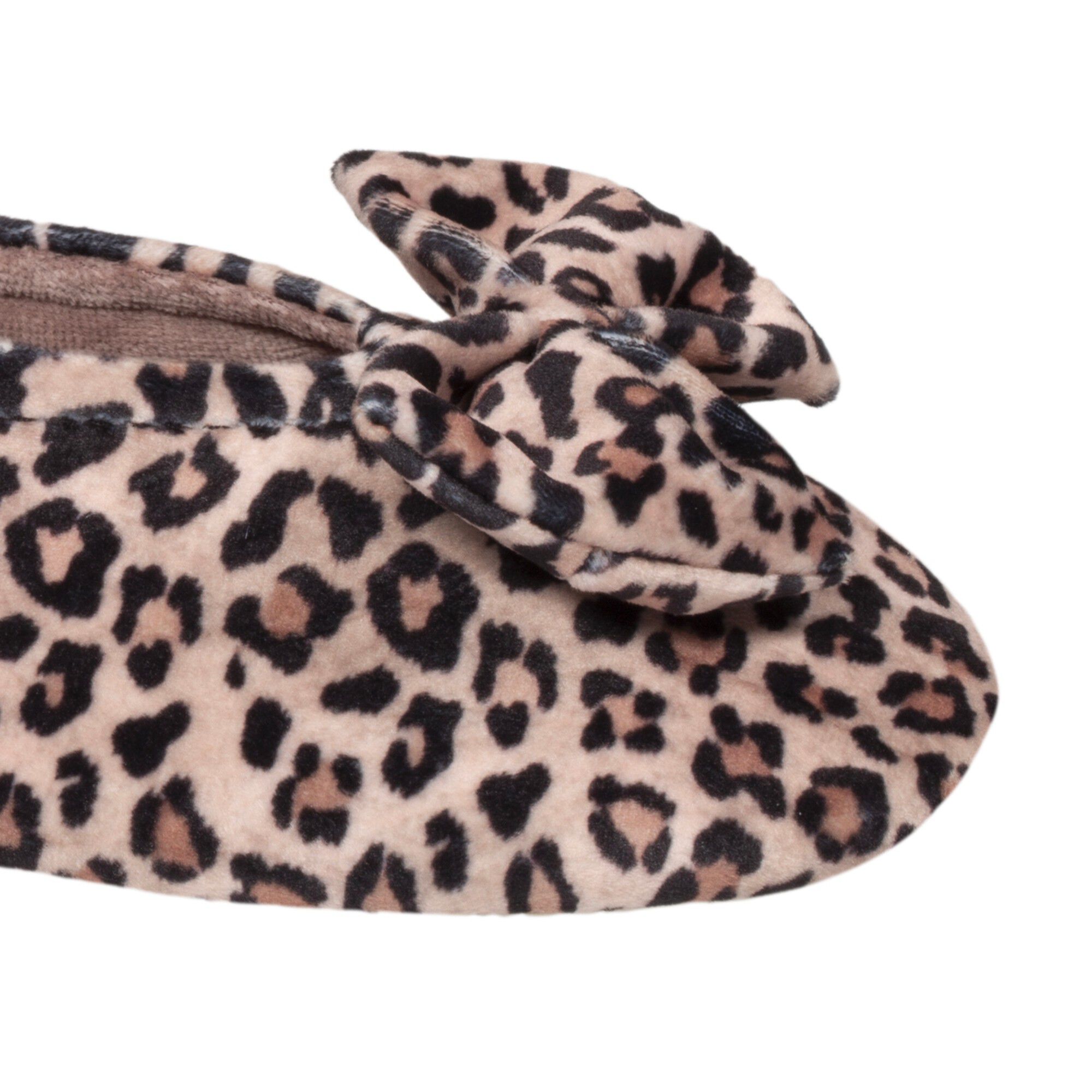 Chaussons ballerines noeud panthère microvelours
