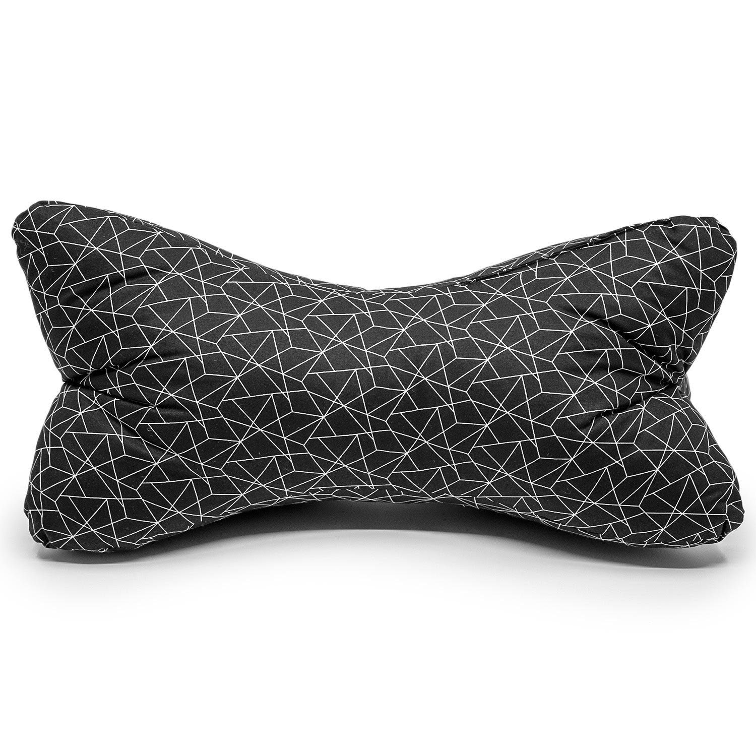 Nackenstützkissen Leseknochen Nackenkissen schwarz mit Netzmuster 40 x 20 cm, Landwiesen, Füllung: 100% Kugelfaser