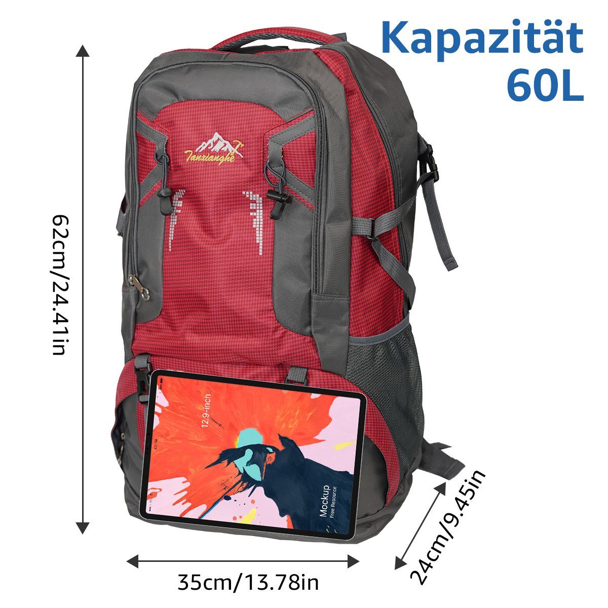 7Magic Wanderrucksack 60L XXL Rucksack Trekkingrucksack Reiserucksack Outdoorrucksack, Outdoor Daypack mit Hüftgurt, für Wandern, Klettern, Reisen Sport