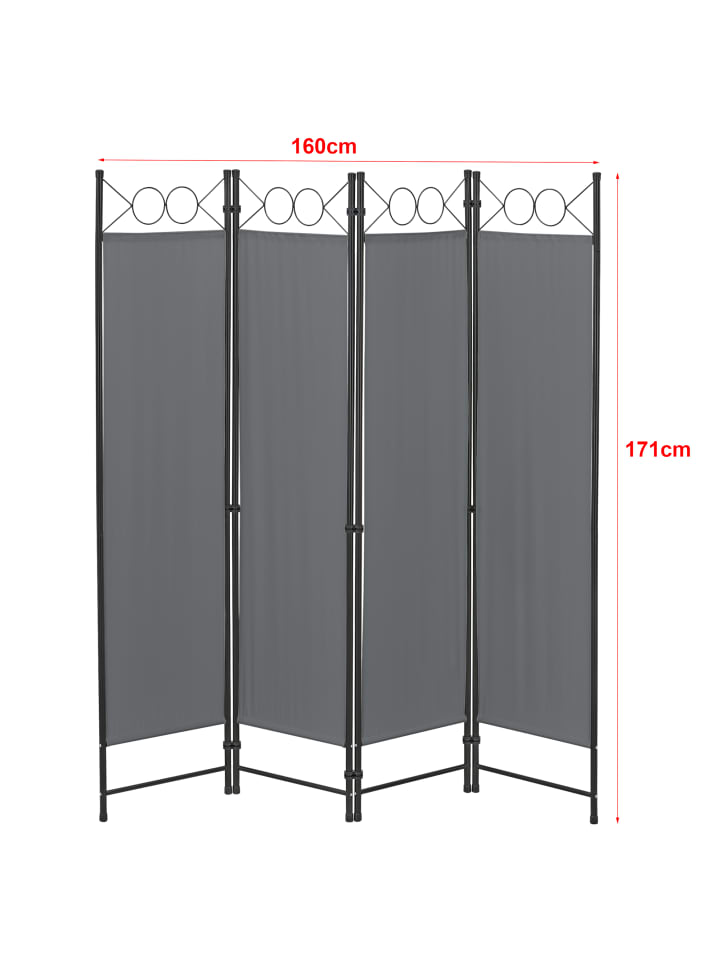 en.casa Raumteiler Saragossa 4-teilig in Grau (H)171cm (B)160cm günstig kaufen onesize
