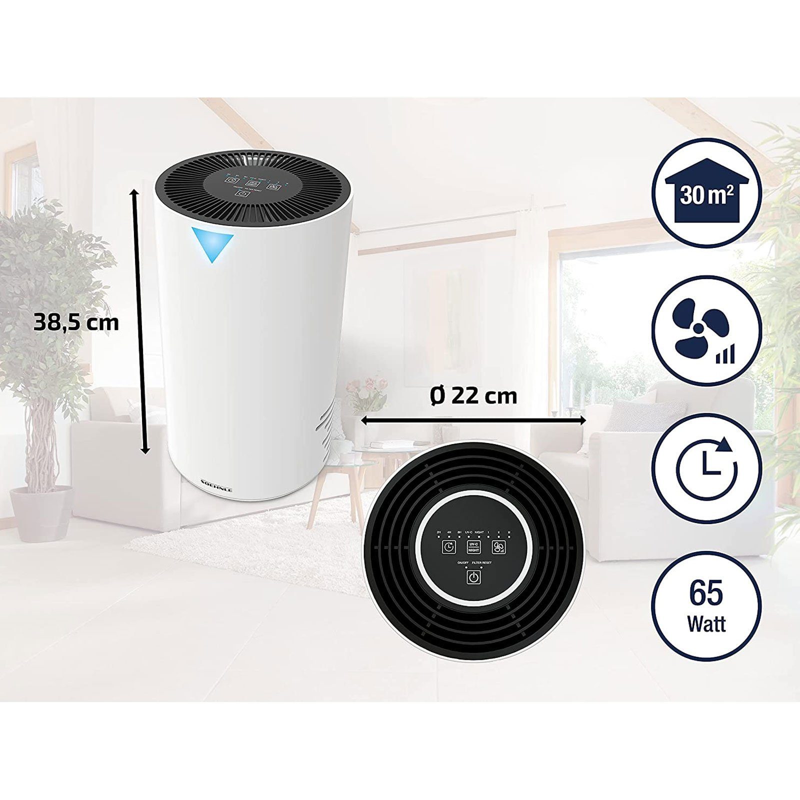 Soehnle Luftreiniger Soehnle Airfresh Clean 300 Luftreiniger, 4-Stufen Filtersystem, UV-C Licht, Nachtmodus, Filterwechselanzeige