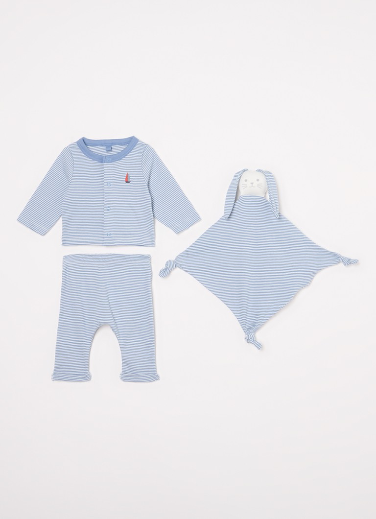 Petit Bateau Ensemble komplekts, kas sastāv no garām piedurknēm krekla ar treniņbiksēm un mīkstās segas, 3 daļas