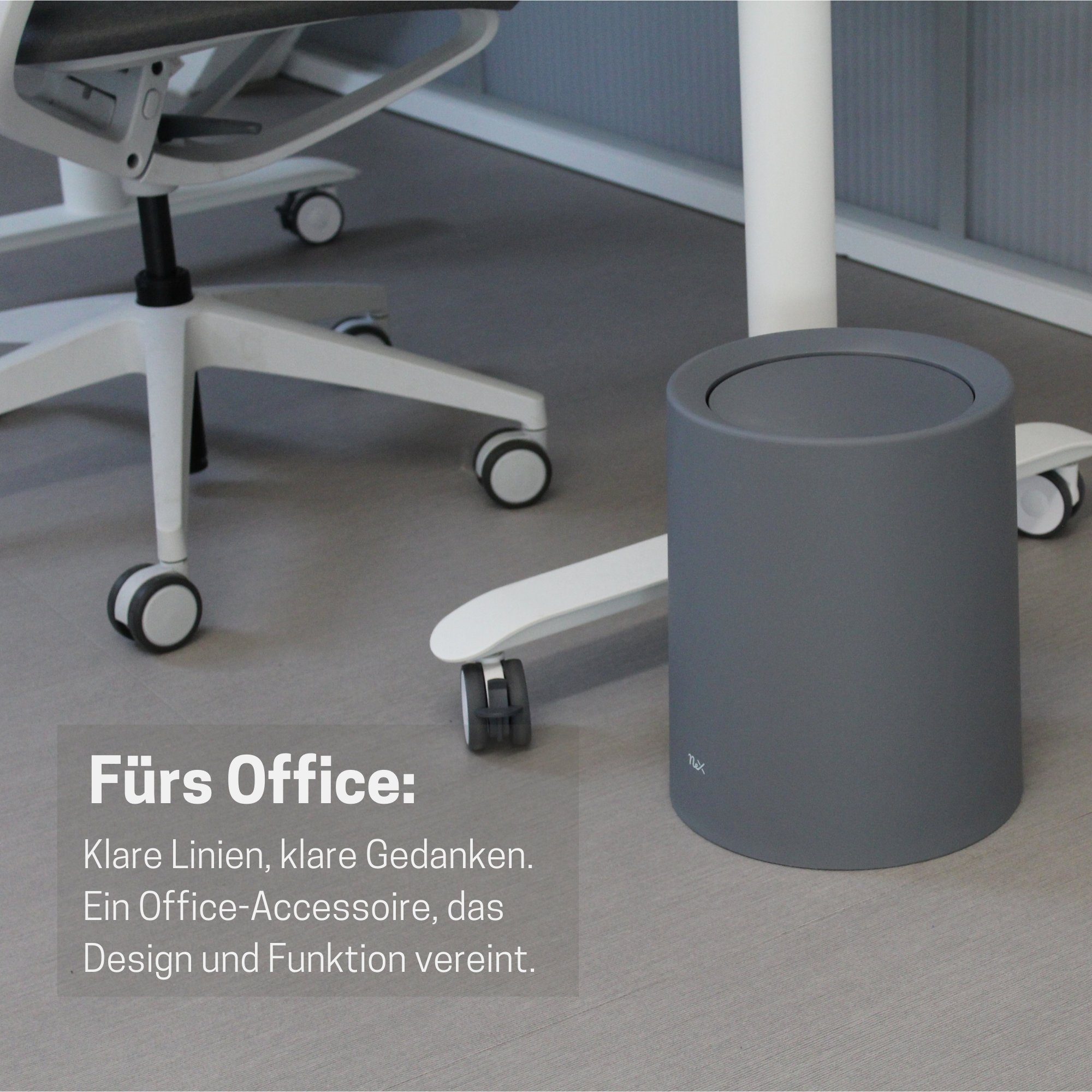 AllBlue products Papierkorb Papierkorb Mülleimer - Matt mit Deckel - Für Küche, Büro & Bad - 12L