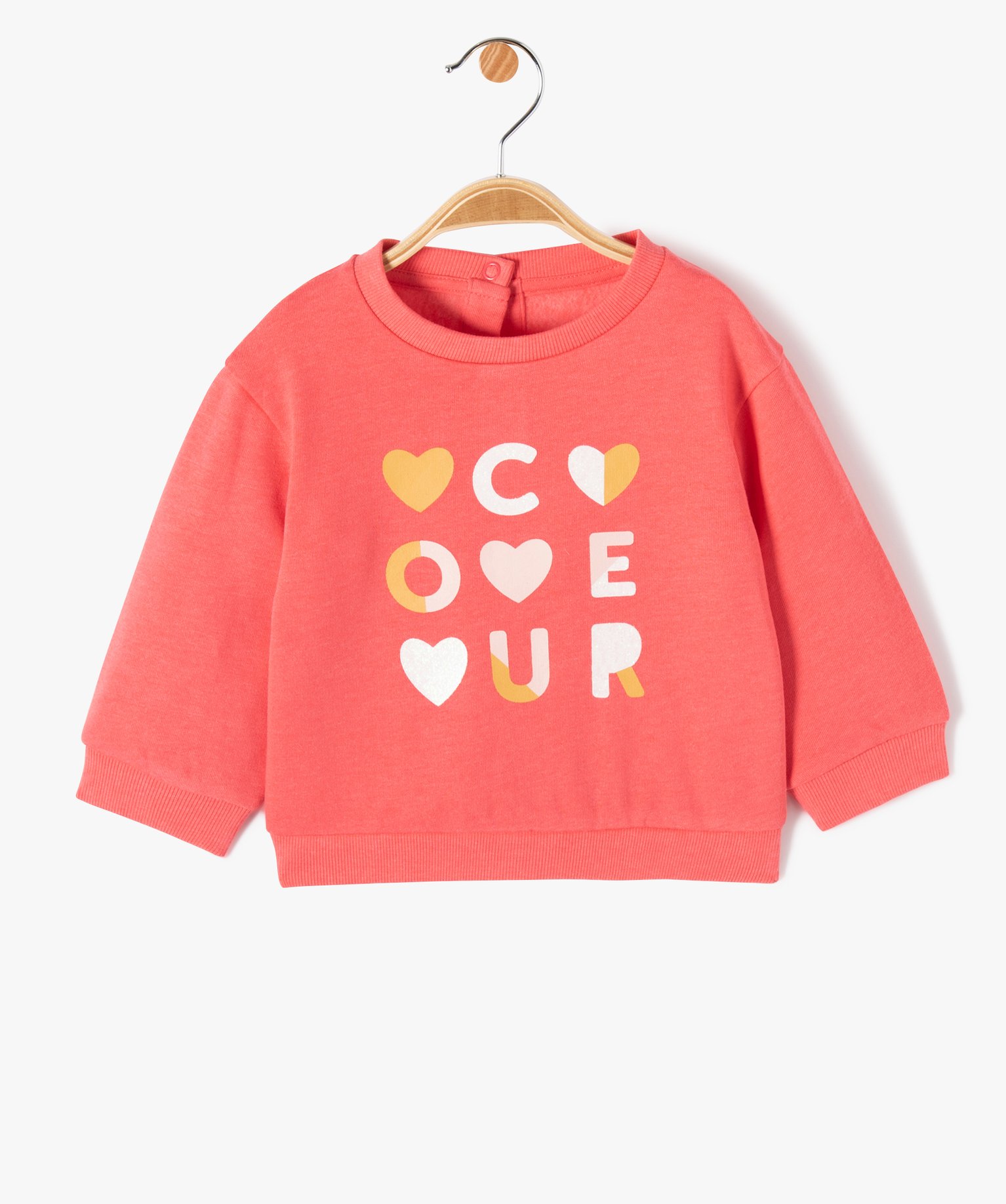 Sweat molletonné avec motifs et message bébé fille rose fonce | GEMO