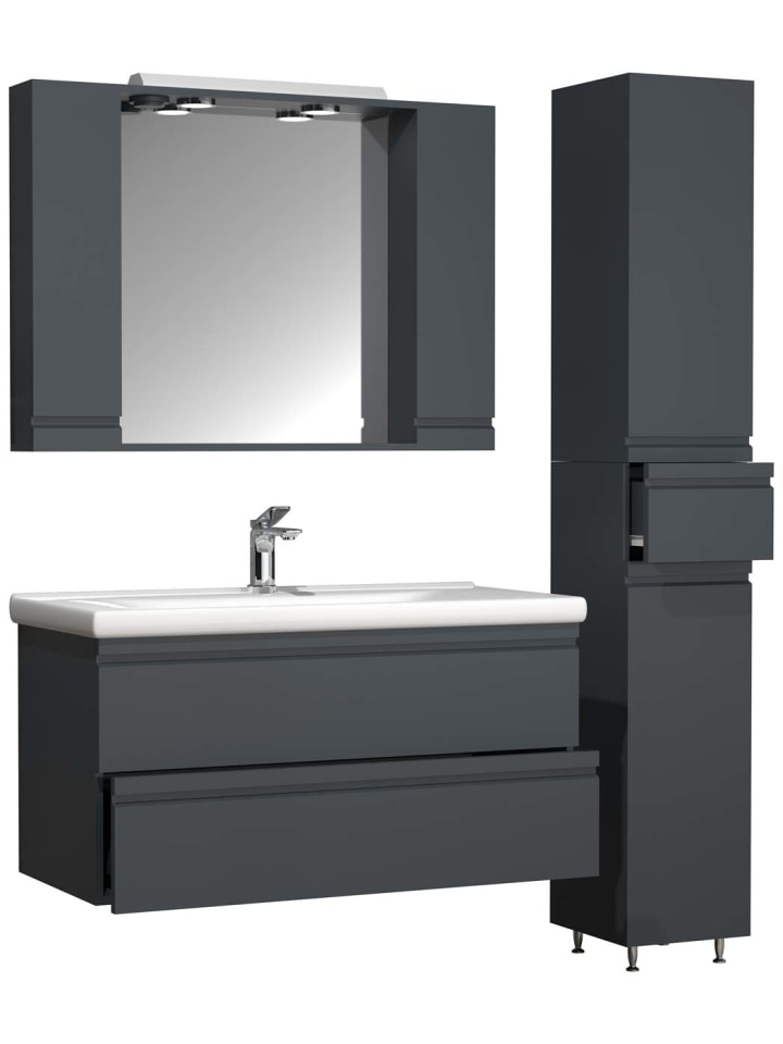 ebuy24 Badmöbelset SiloraXL Anthrazit 130 x 46 cm günstig kaufen onesize