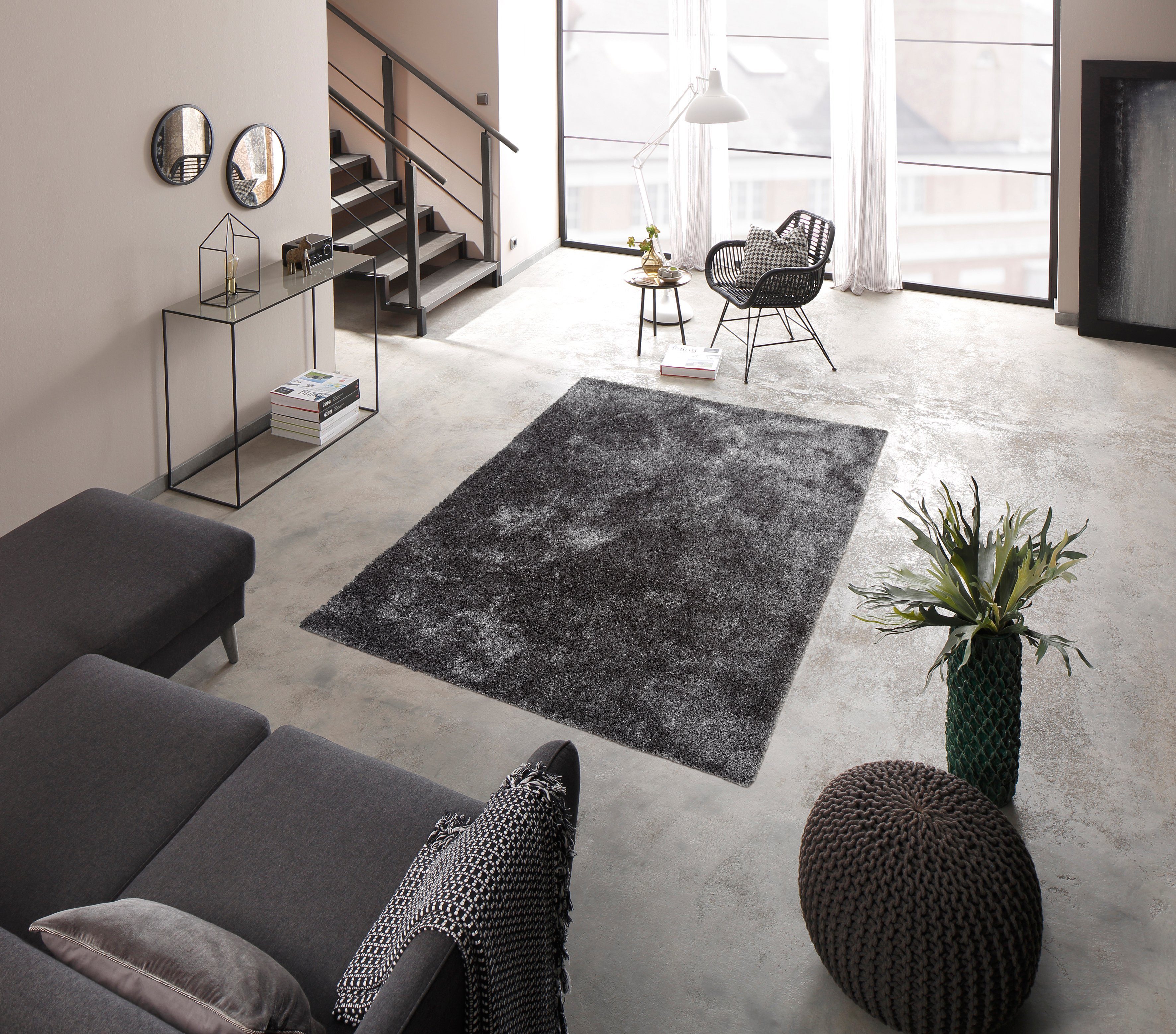 Hochflor-Teppich Dana Teppich, Bruno Banani, rechteckig, Höhe: 30 mm, uni, weich, Mikrofaser Teppiche, Wohnzimmer, Schlafzimmer, Esszimmer