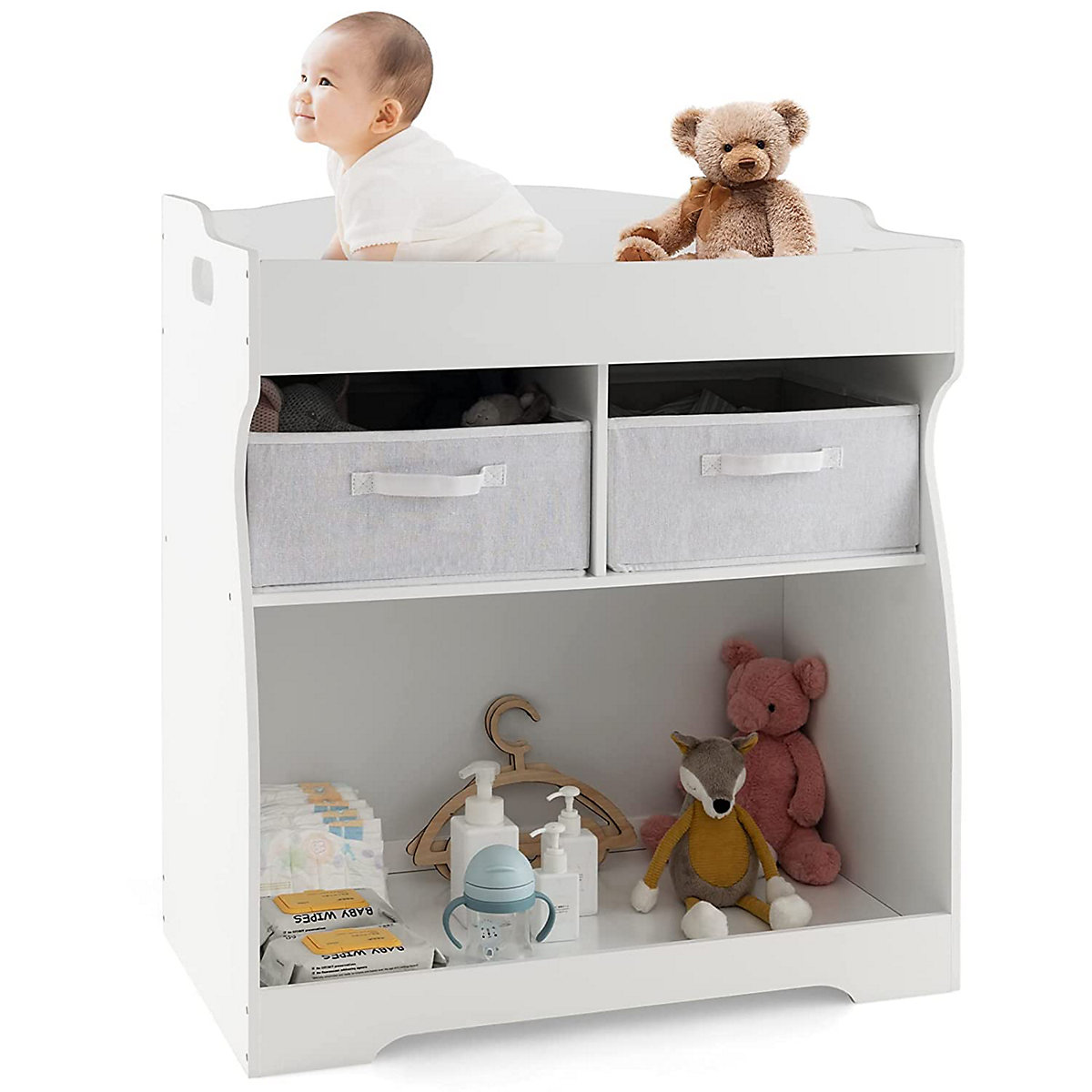 2 in 1 Wickeltisch Kommode Mit Sicherheitsgurt Matte