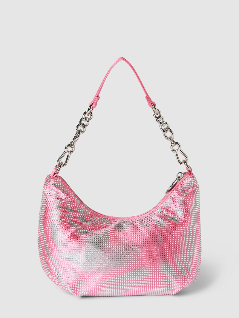 Hobo Bag mit Allover-Ziersteinbesatz Modell 'HAZEL' in pink