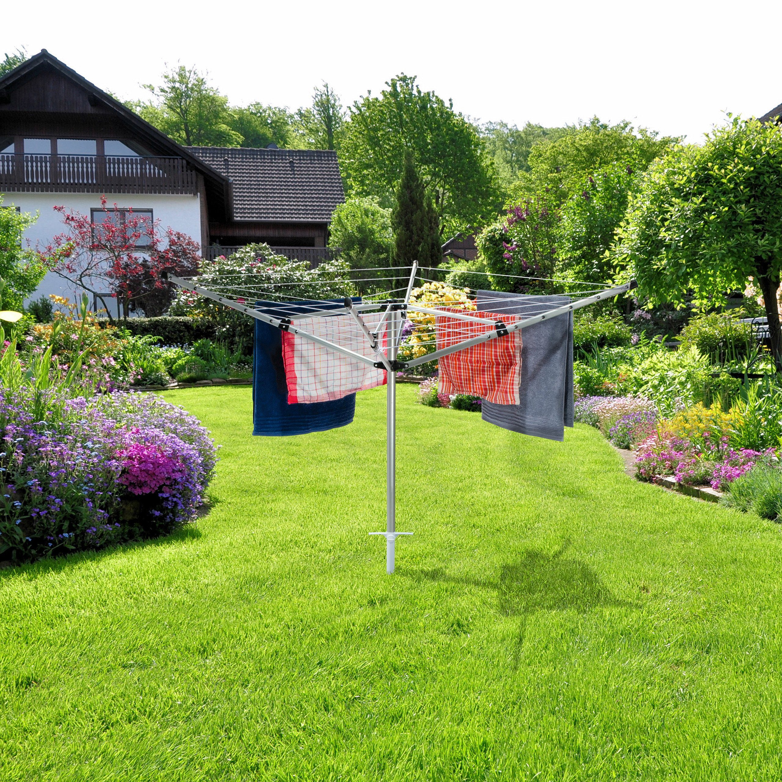 relaxdays Schirmhalter Bodenhülse für Sonnenschirm weiß