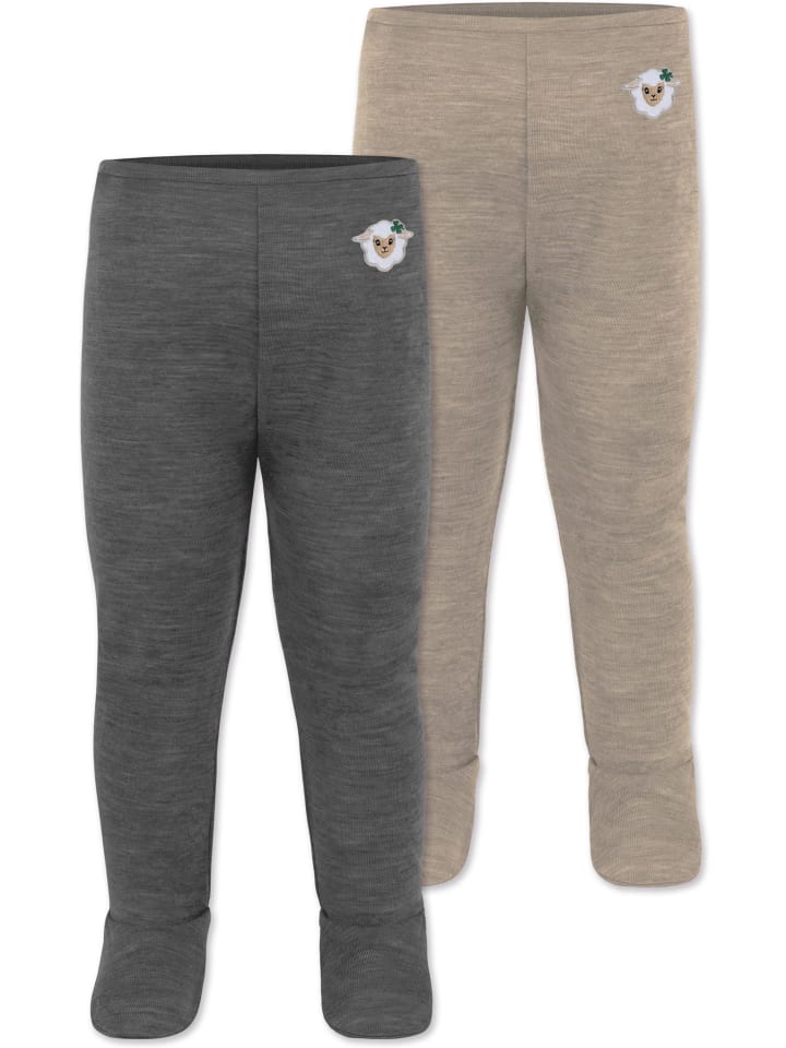 Normani Outdoor Sports 2er Pack Baby Merino Unterhose mit Füßen in Beige/Anthrazit günstig kaufen