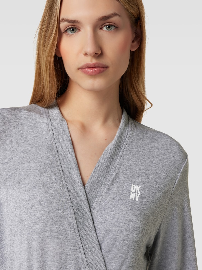 Morgenmantel mit Label-Print in mittelgrau
