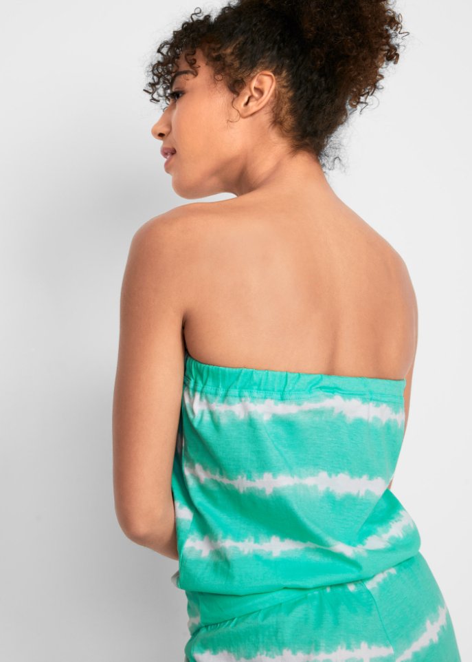 Baumwoll- Bandeau-Jumpsuit, kurz