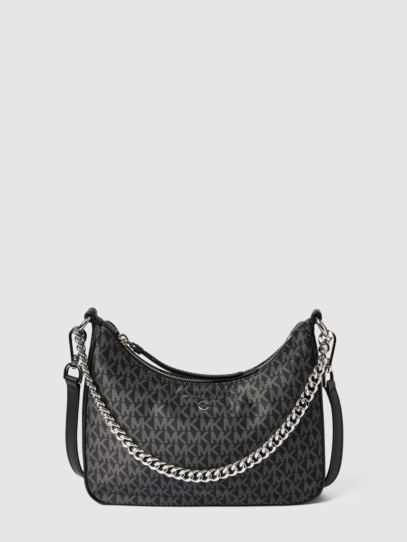 Schultertasche mit Allover-Logo Modell 'JET SET CHARM' in schwarz