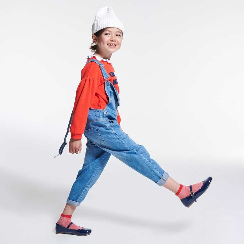 Salopette en jean délavé bleue fille