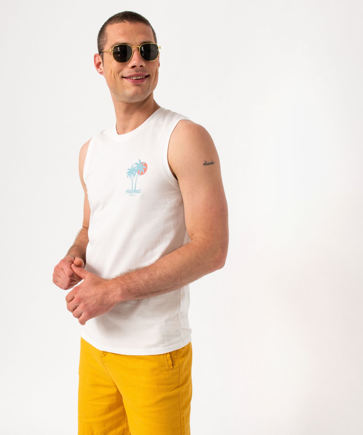 Débardeur large en coton homme blanc | GEMO
