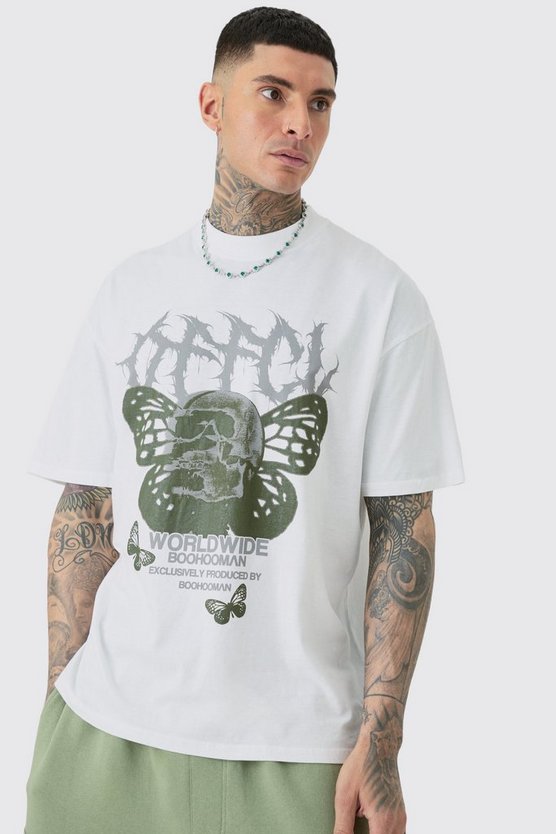 Tall Butterfly Skull Graphic T-shirt