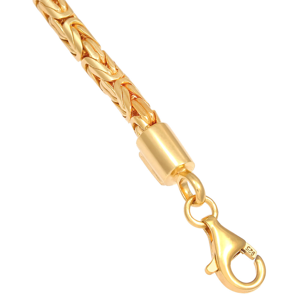 KUZZOI KUZZOI Bracelet Chaîne de base pour hommes en plaqué or 925 en argent sterling Bracelet