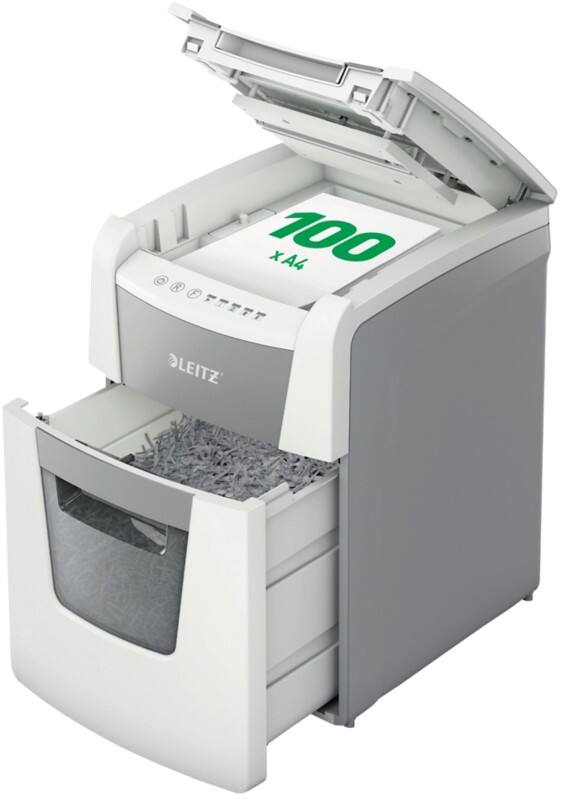 Leitz IQ Autofeed Small Office 100 Automatischer Aktenvernichter Partikelschnitt Sicherheitsstufe P-4 100 Blatt Automatisch & 8 Blatt Manuell
